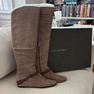 Via Spiga Grey Suede Knee-High Boots